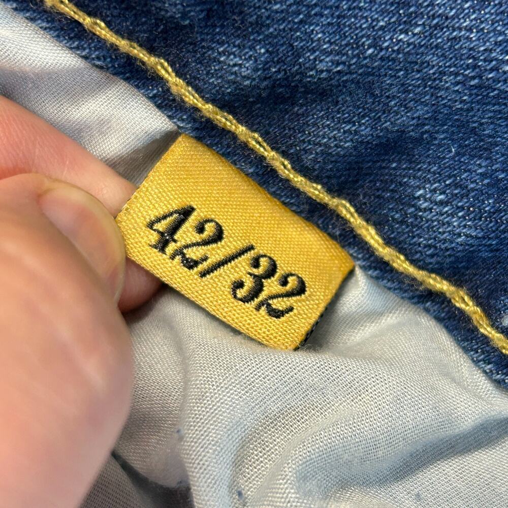 Grindhouse Denim Jeans Men's 42x32 Blue Distressed Patches Whiskers Stretch NEW - Picture 10 of 16